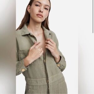 Mate the Lable Green Long Sleeve Linen Jumpsuit